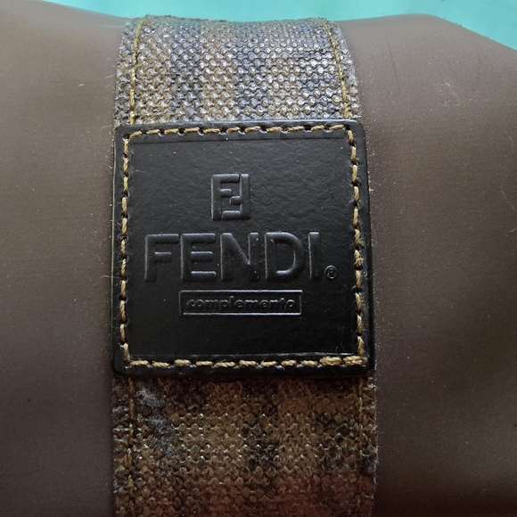 Fendi Brown Cosmetic Bag Durable Fabric Zippered - Picture 2 of 8